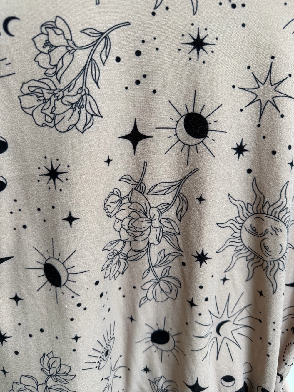 No Boundaries Dusty Rose Tee Dress with Black Celestial Print - Picture 2 of 4